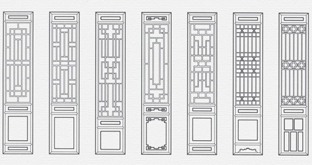 小金常用中式仿古花窗图案隔断设计图